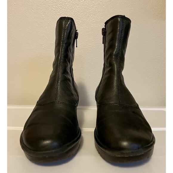 Fly London Boots Womens EU 38 US 7.5-8 Green Leather Platform Lug Sole Booties - Picture 5 of 12